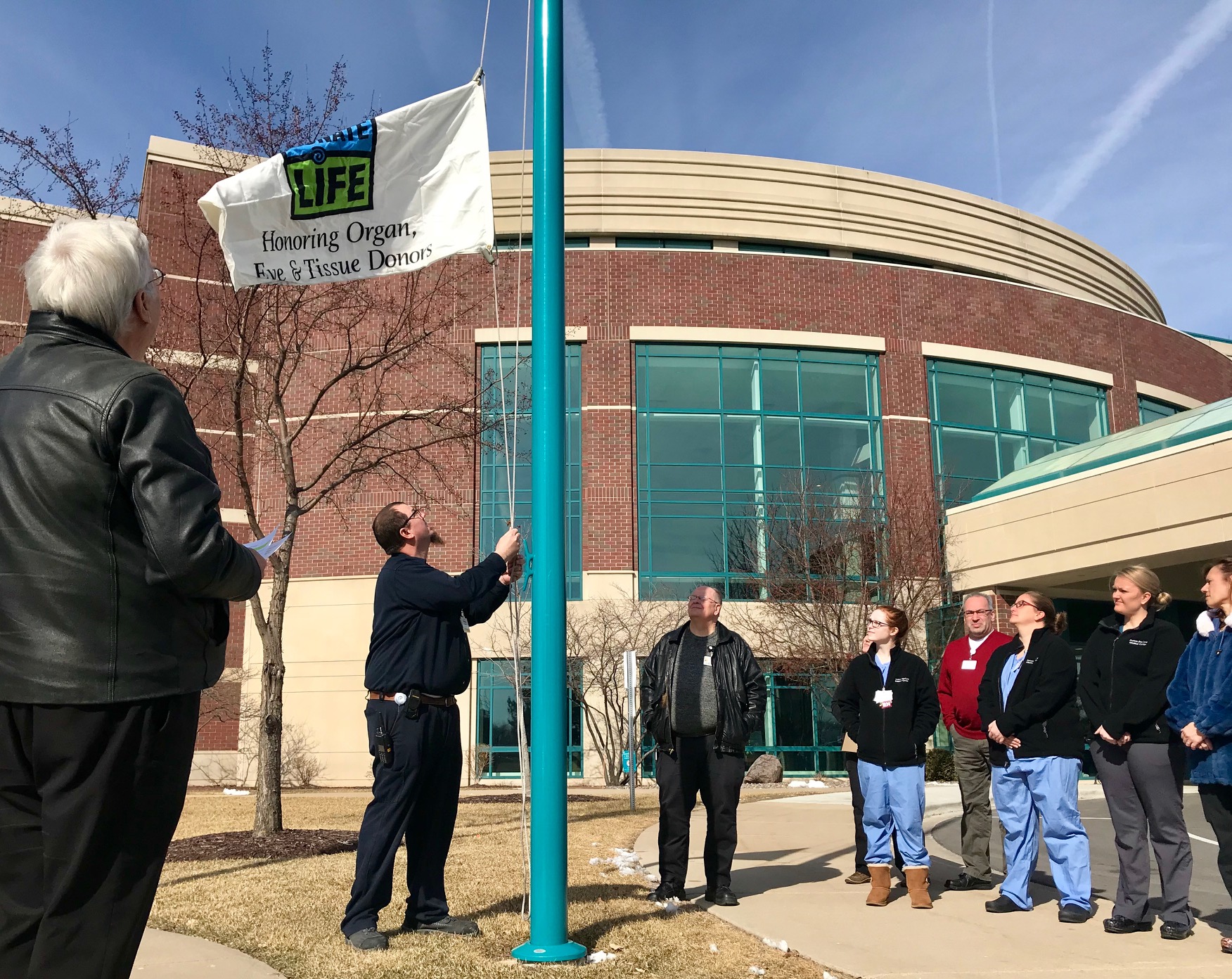 Donors Honored at Flag Raising Ceremony at Aurora BayCare